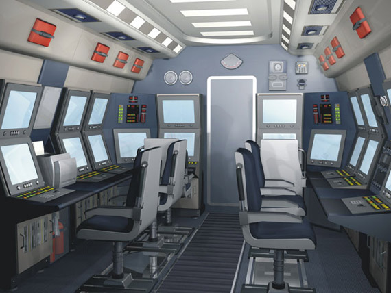 俄阿穆爾950型常規(guī)潛艇內(nèi)部控制室想像圖。