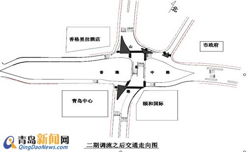 香港路山東路路口調流